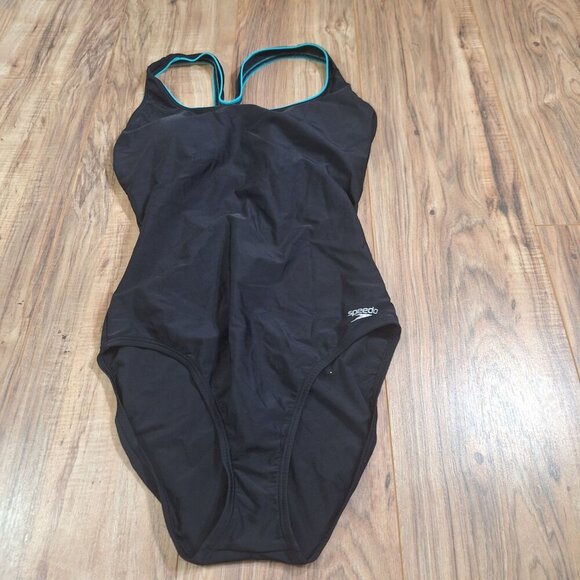 Speedo Black One Piece Bathing suit size 12 - Picture 1 of 4